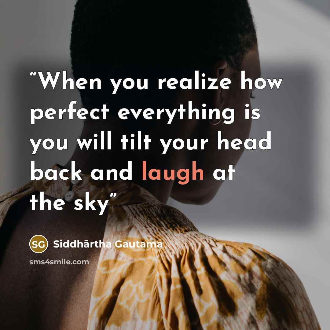 “When you realize how perfect everything is you will tilt your head back and laugh at the sky” quote by Siddhārtha Gautama