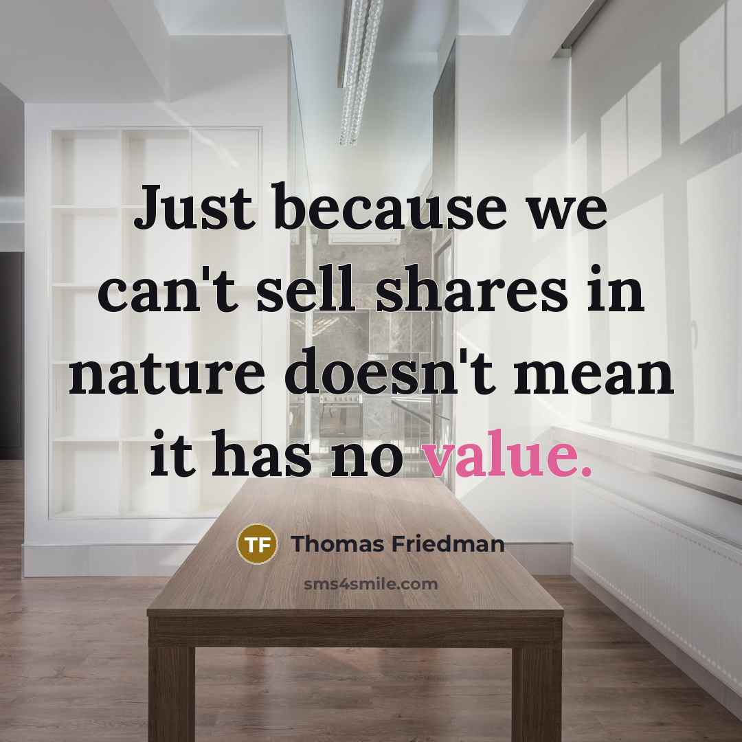“Just because we can't sell shares in nature doesn't mean…” quote by Thomas Friedman