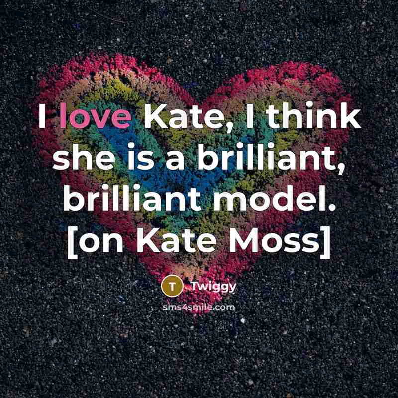 “I love Kate, I think she is a brilliant, brilliant model. [on Kate Moss]” quote by Twiggy