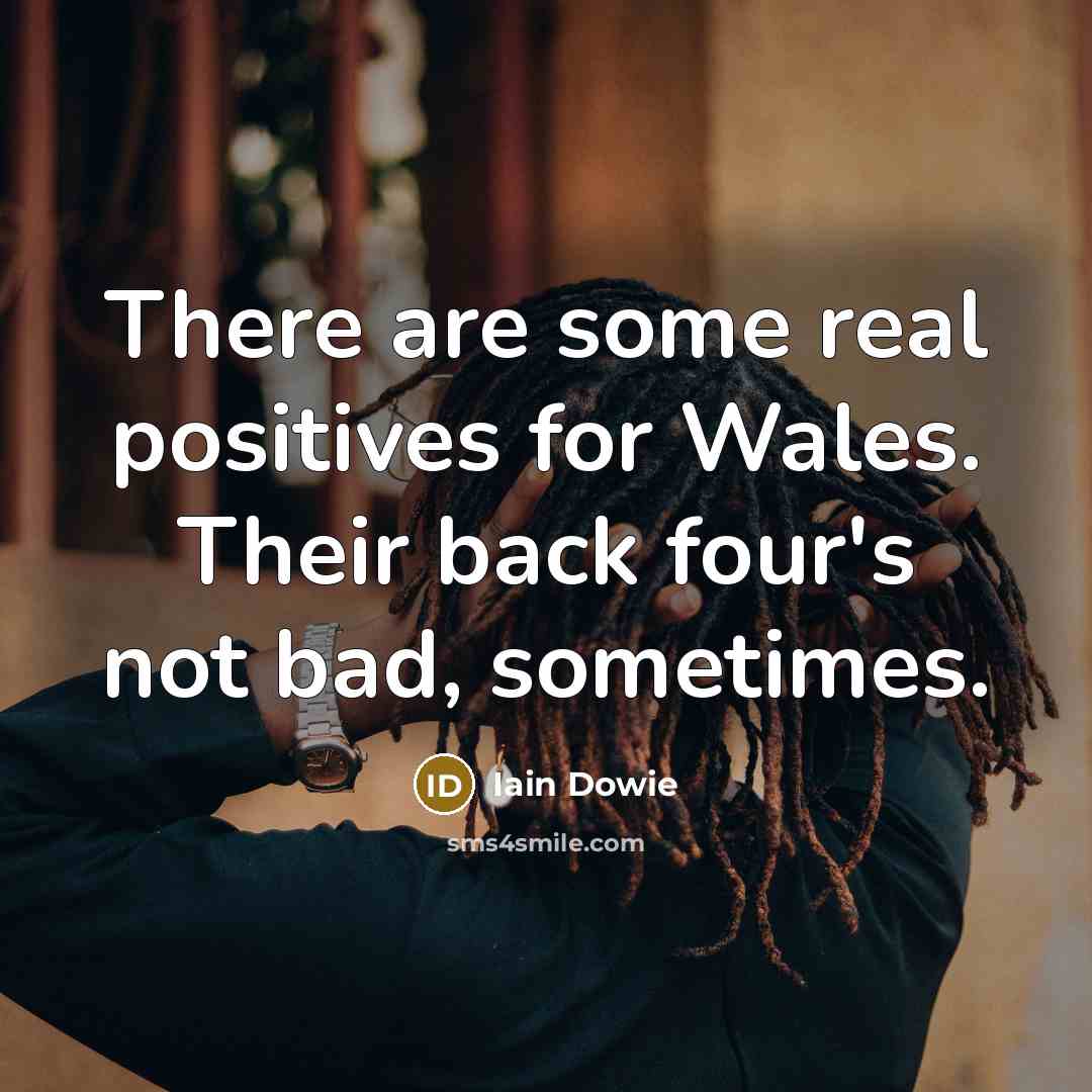 “There are some real positives for Wales. Their back four's…” quote by Iain Dowie