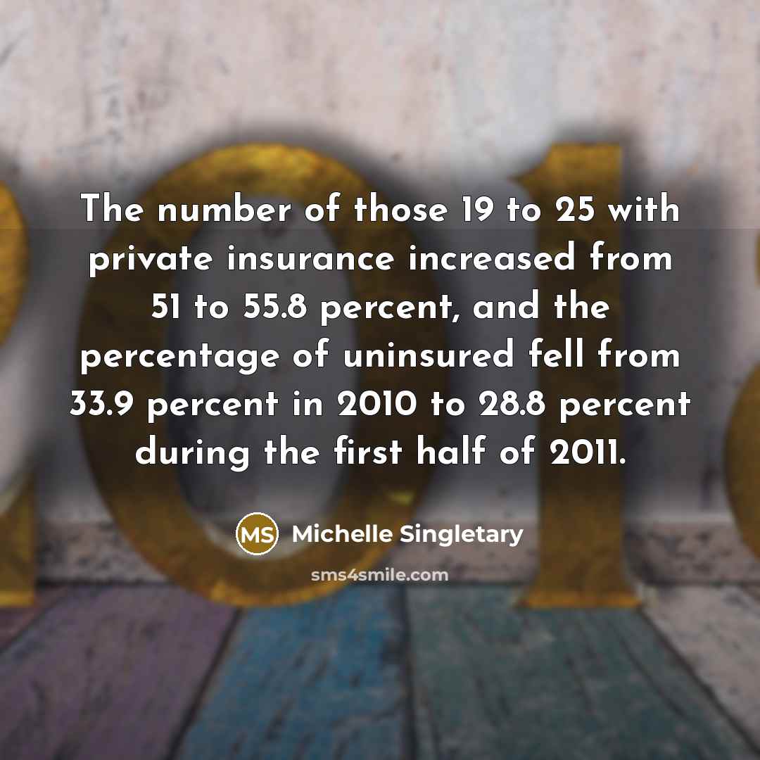 “The number of those 19 to 25 with private insurance…” quote by Michelle Singletary