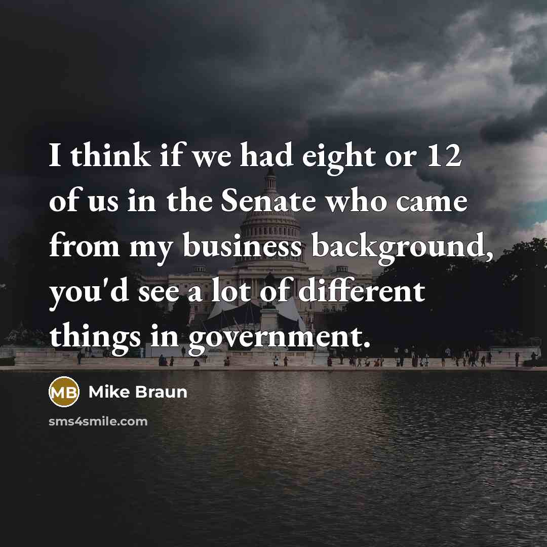 “I think if we had eight or 12 of us…” quote by Mike Braun