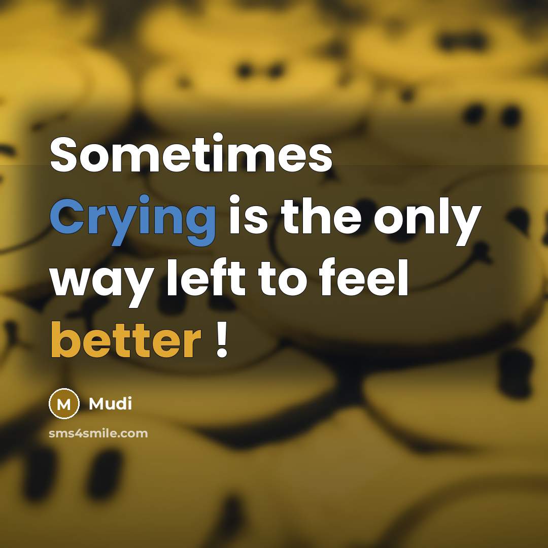 “Sometimes Crying is the only way left to feel better !” quote by Mudi