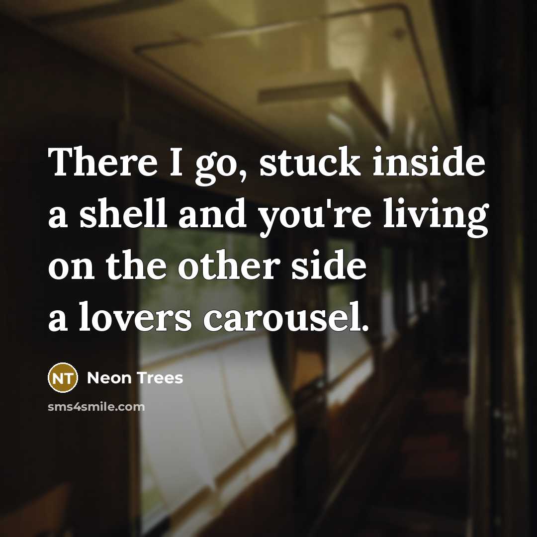 “There I go, stuck inside a shell and you're living on the other side a lovers carousel.” quote by Neon Trees