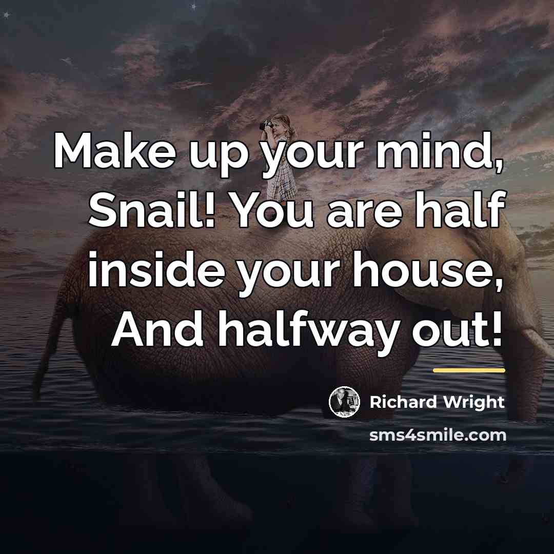 “Make up your mind, Snail! You are half inside your…” quote by Richard Wright