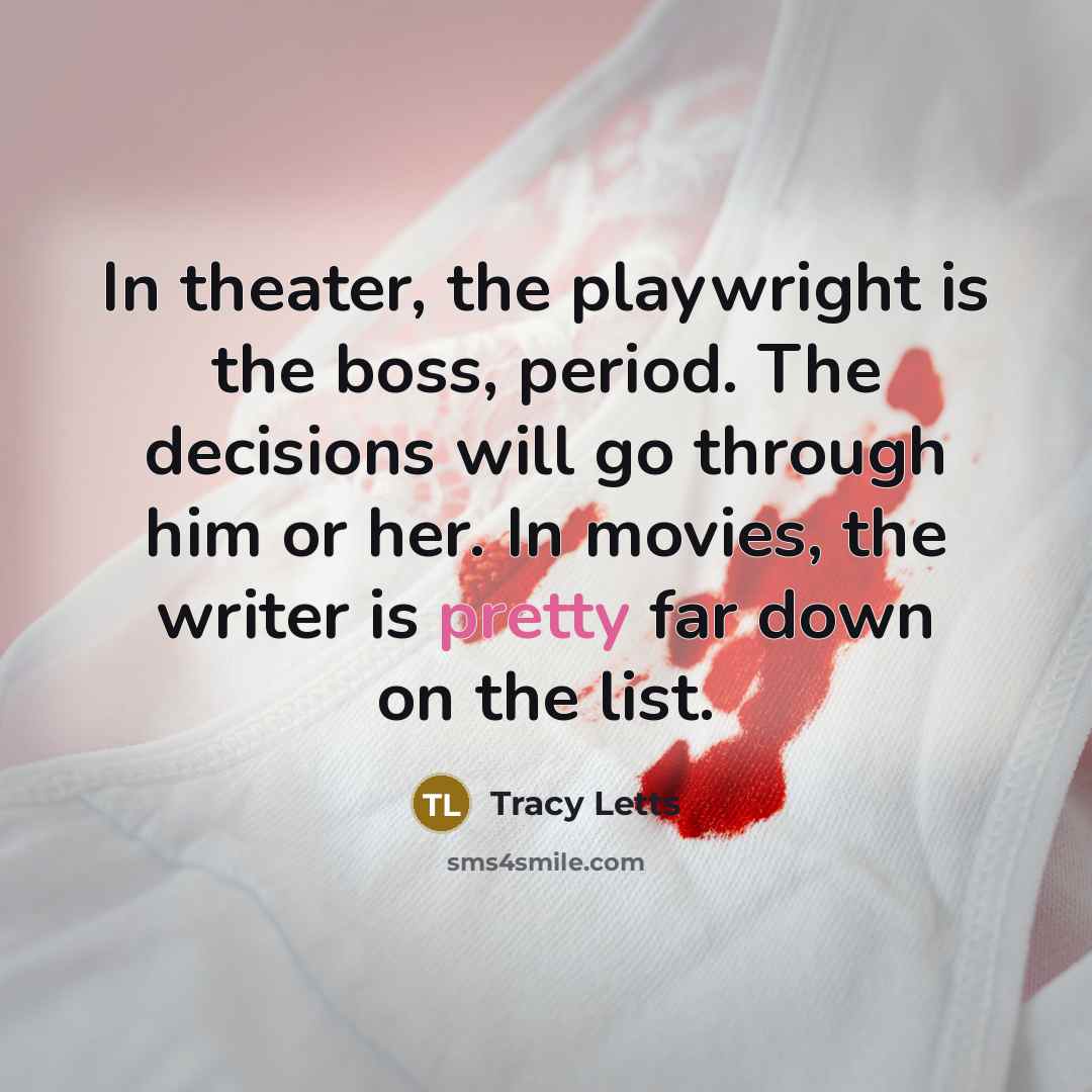 “In theater, the playwright is the boss, period. The decisions…” quote by Tracy Letts