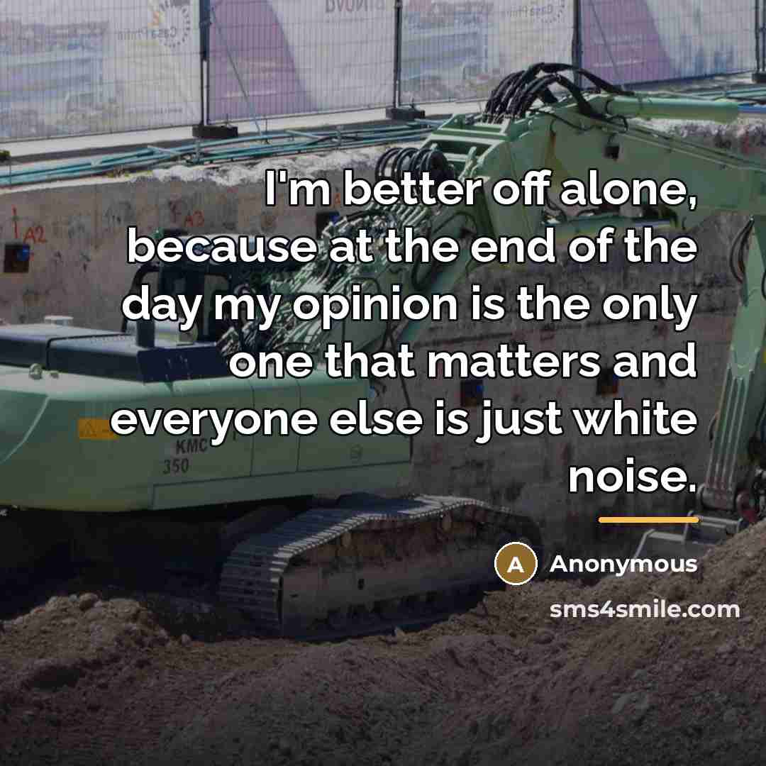 “I'm better off alone, because at the end of the…” quote by Anonymous