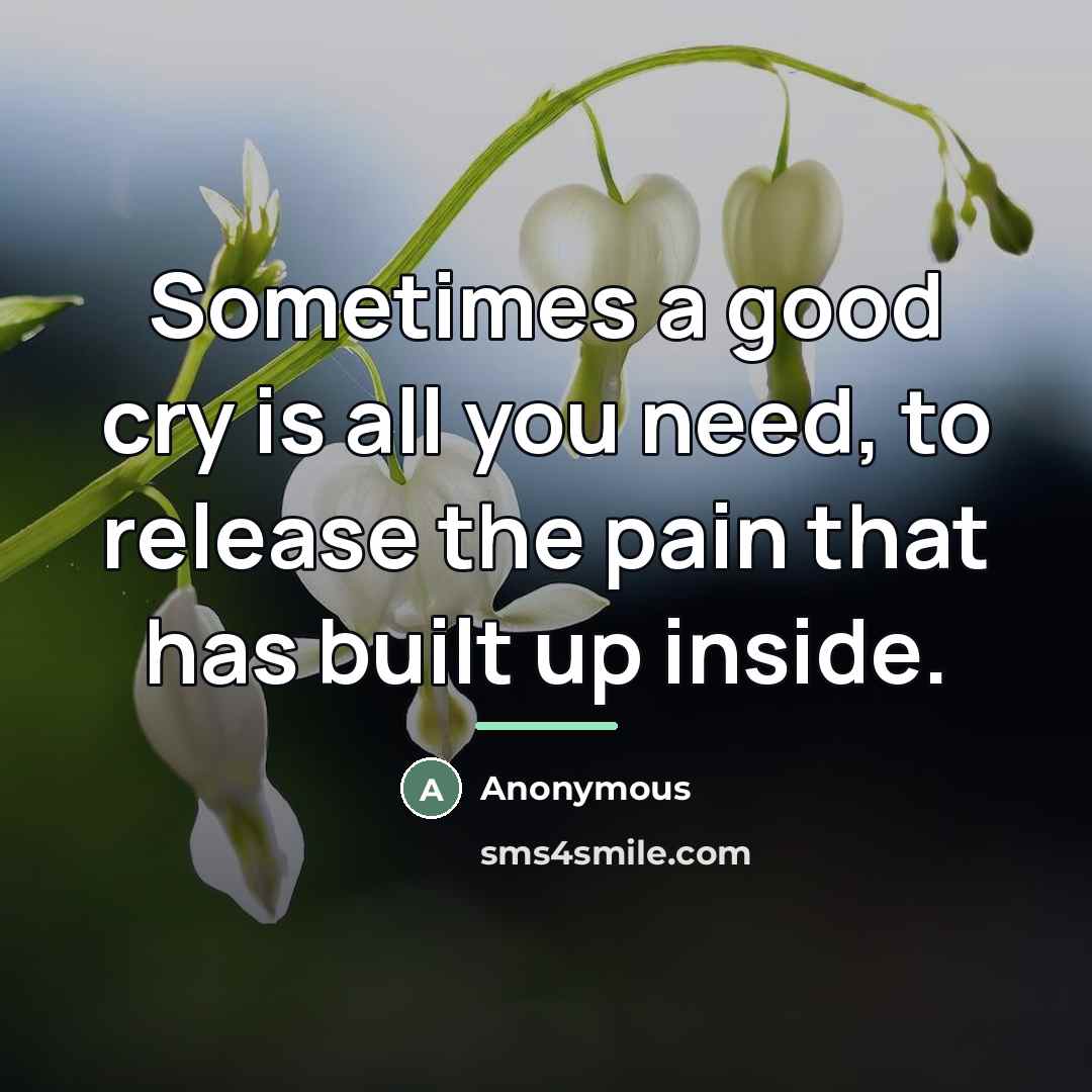 “Sometimes a good cry is all you need, to release…” quote by Anonymous