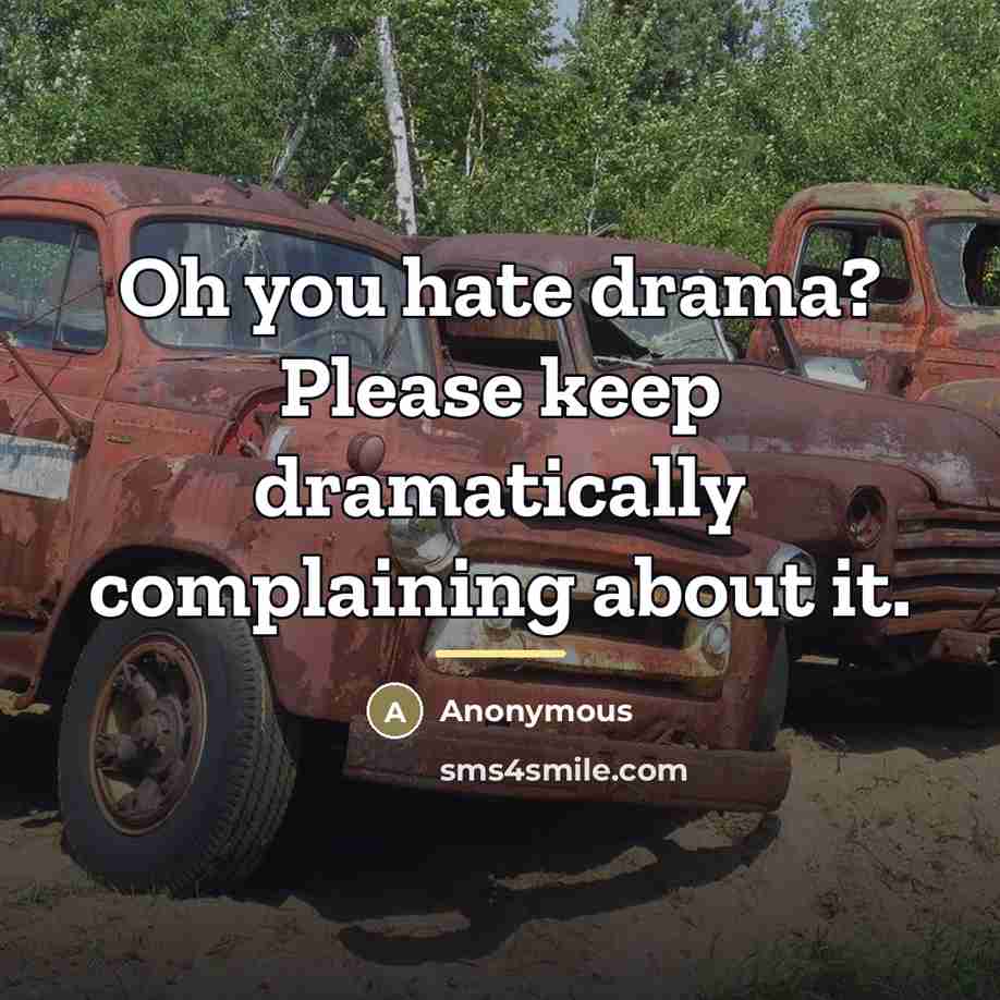 “Oh you hate drama? Please keep dramatically complaining about it.…” quote by Anonymous