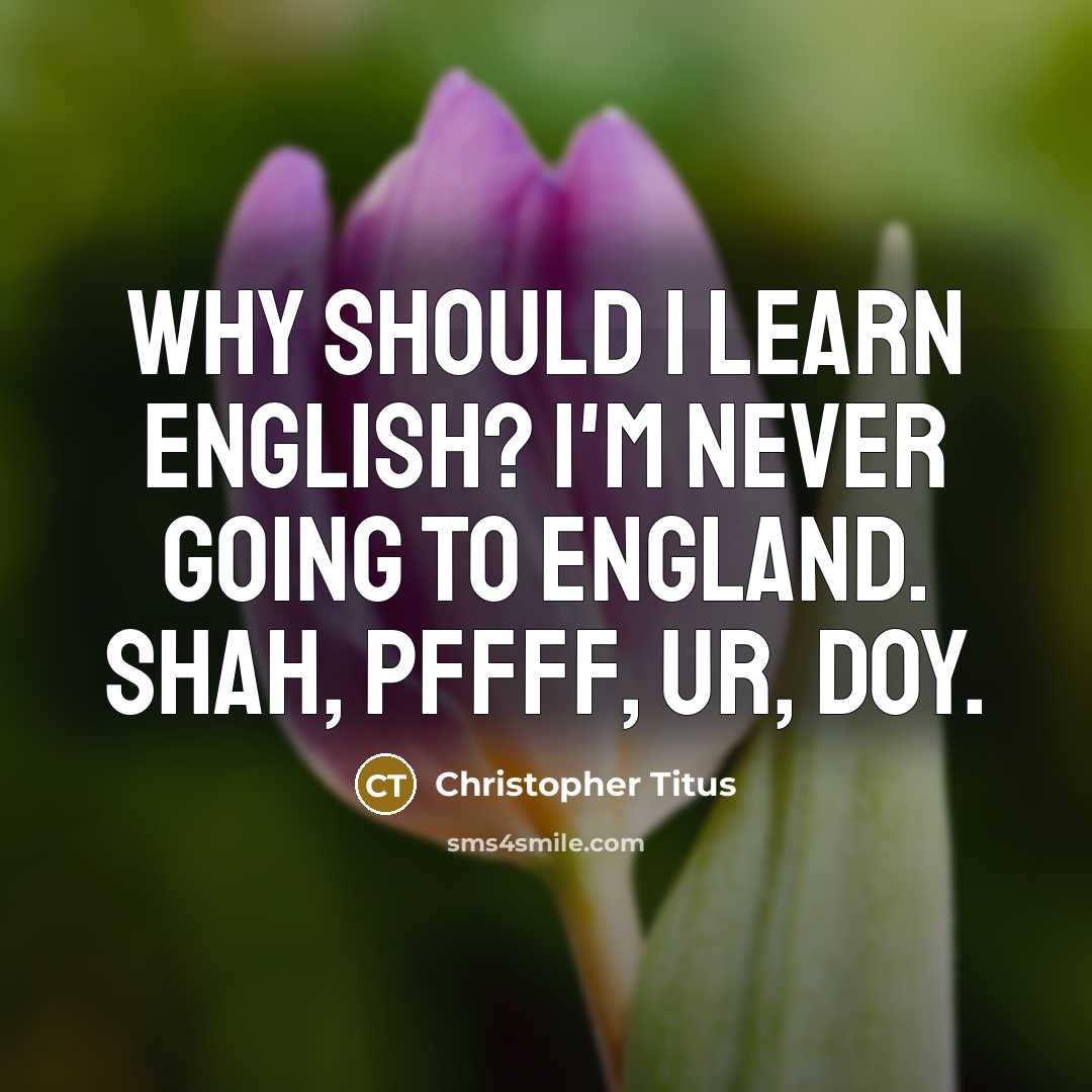 “Why should I learn English? I'm never going to England.…” quote by Christopher Titus