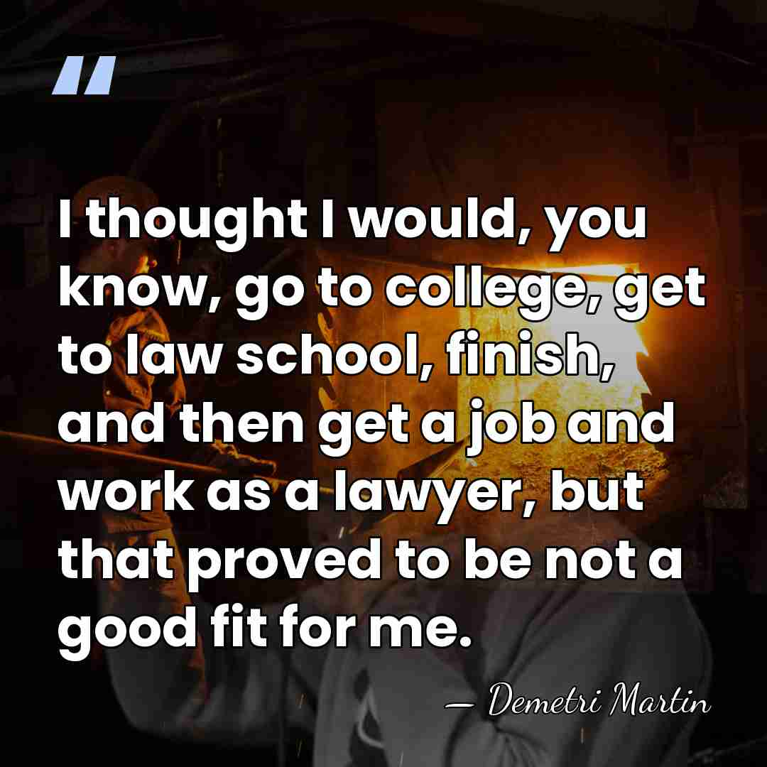 I thought I would, you know, go to college, get to law&hellip; - Demetri Martin