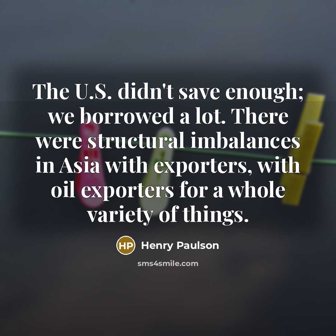 “The U.S. didn't save enough; we borrowed a lot. There…” quote by Henry Paulson