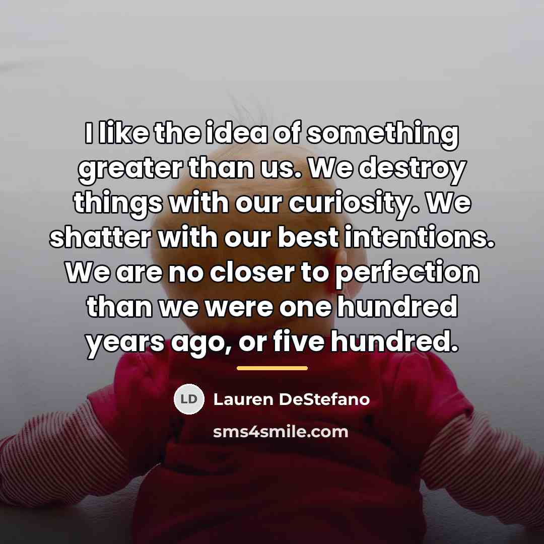 “I like the idea of something greater than us. We…” quote by Lauren DeStefano
