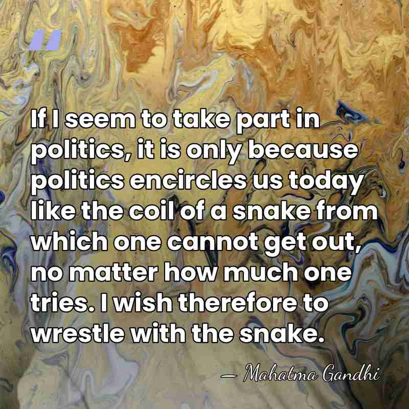 If I seem to take part in politics, it is only because&hellip; - Mahatma Gandhi