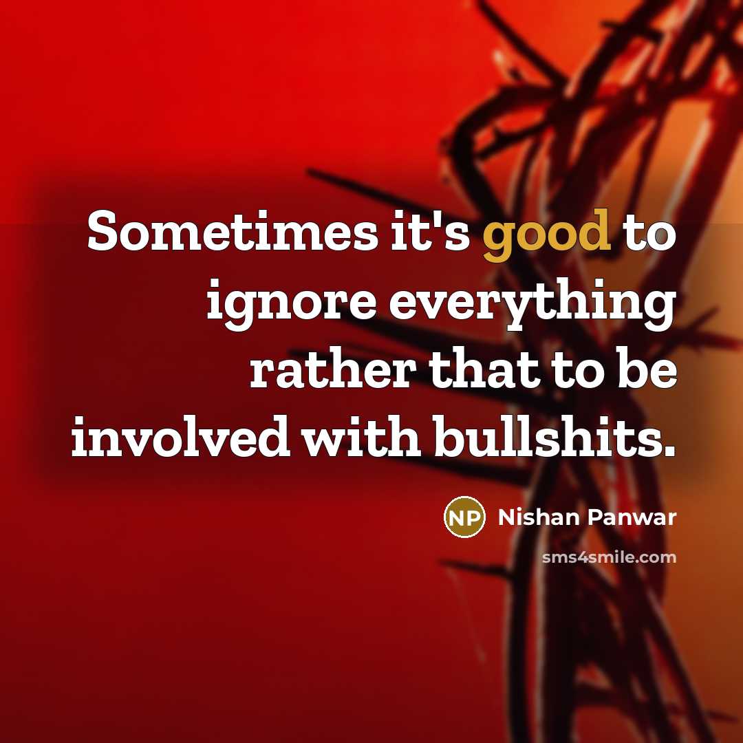 “Sometimes it's good to ignore everything rather that to be involved with bullshits.” quote by Nishan Panwar
