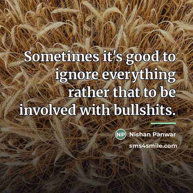 “Sometimes it's good to ignore everything rather that to be…” quote by Nishan Panwar