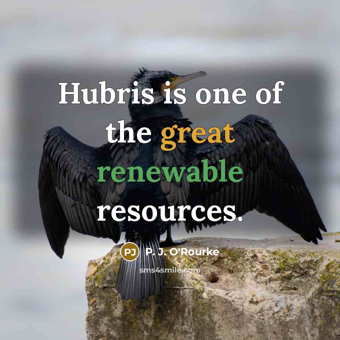“Hubris is one of the great renewable resources.” quote by P. J. O'Rourke