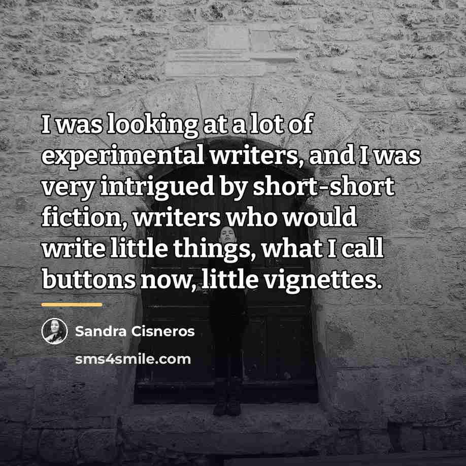 “I was looking at a lot of experimental writers, and…” quote by Sandra Cisneros