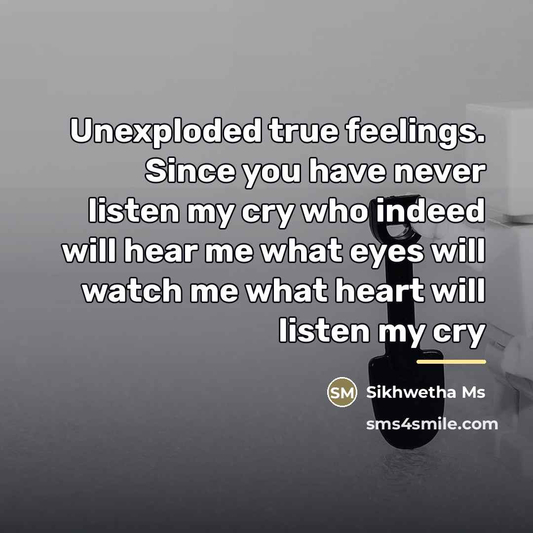 “Unexploded true feelings. Since you have never listen my cry…” quote by Sikhwetha Ms