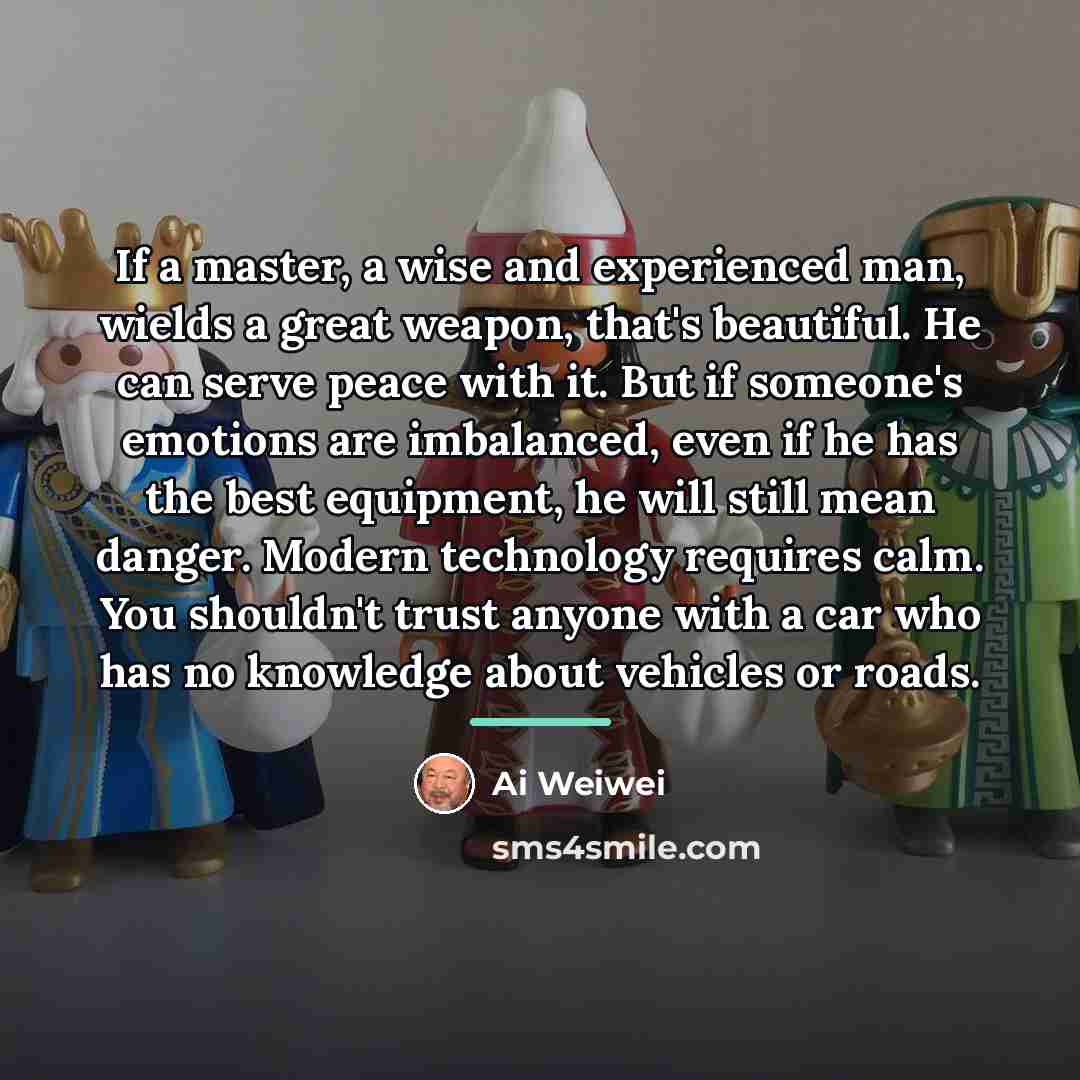 “If a master, a wise and experienced man, wields a…” quote by Ai Weiwei