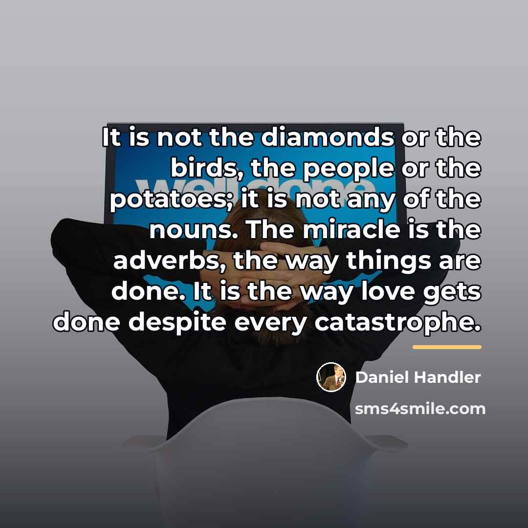 “It is not the diamonds or the birds, the people…” quote by Daniel Handler