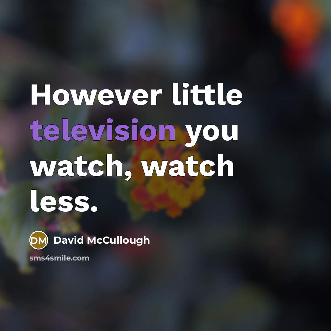 “However little television you watch, watch less.” quote by David McCullough