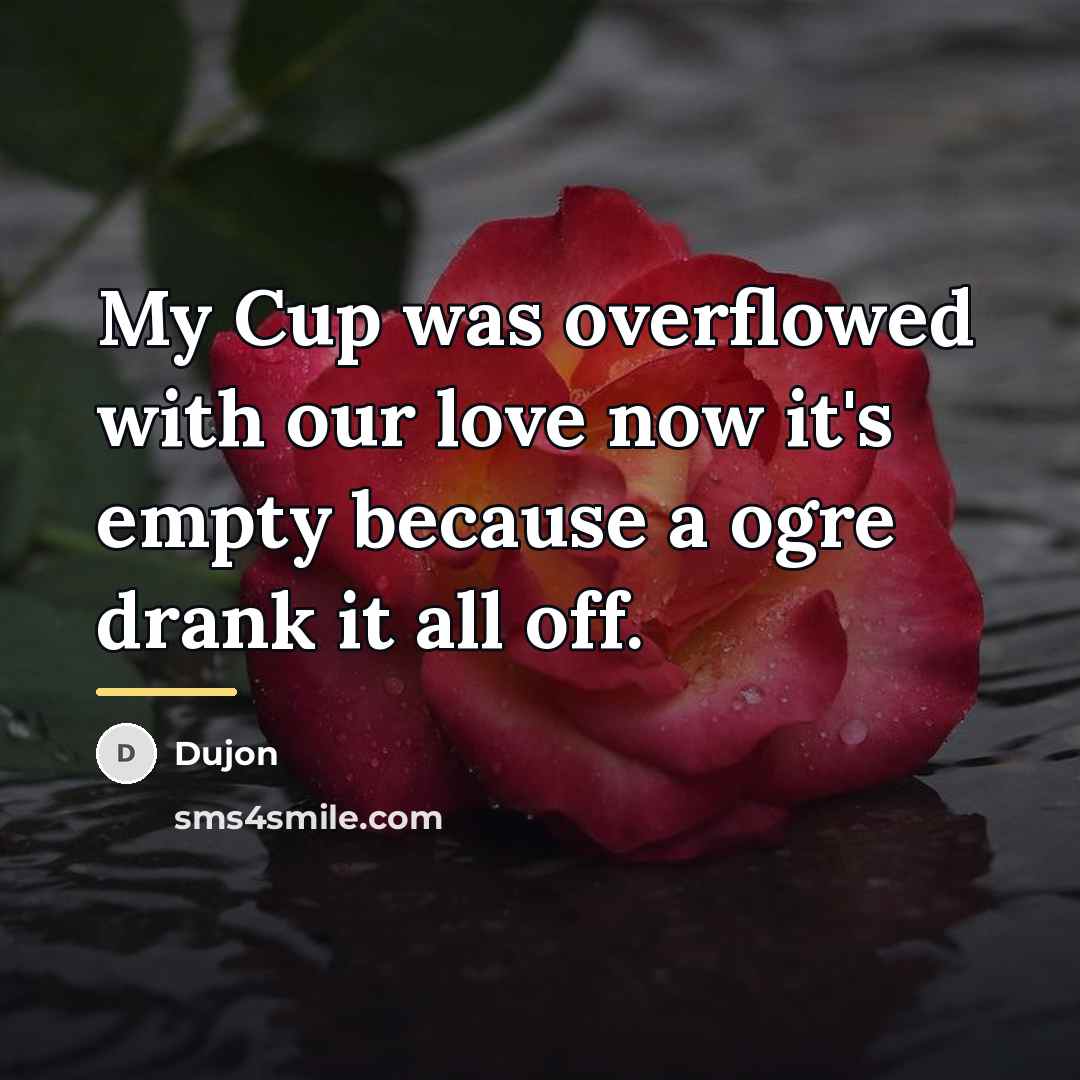 “My Cup was overflowed with our love now it's empty…” quote by Dujon