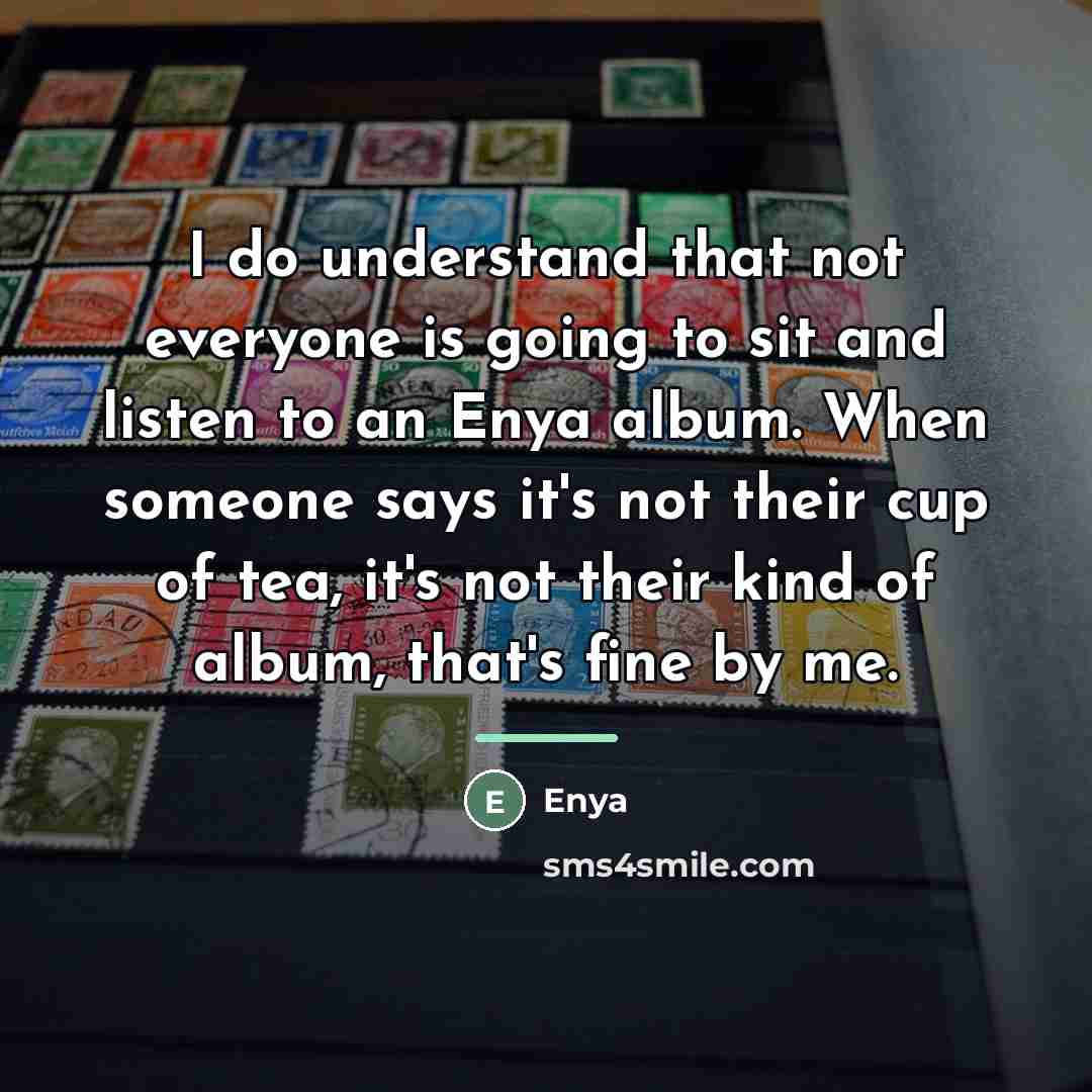 “I do understand that not everyone is going to sit…” quote by Enya