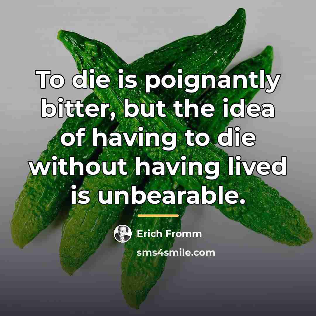 “To die is poignantly bitter, but the idea of having…” quote by Erich Fromm