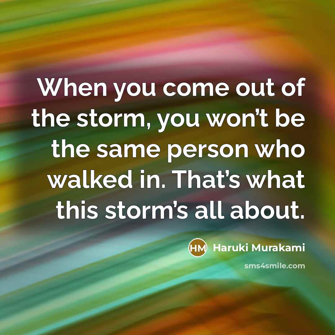 “When you come out of the storm, you won’t be…” quote by Haruki Murakami