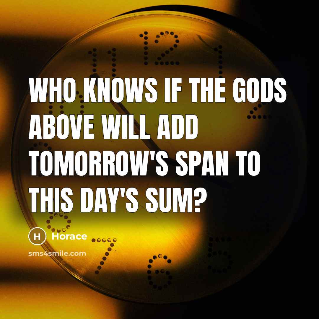 “Who knows if the gods above will add tomorrow's span…” quote by Horace