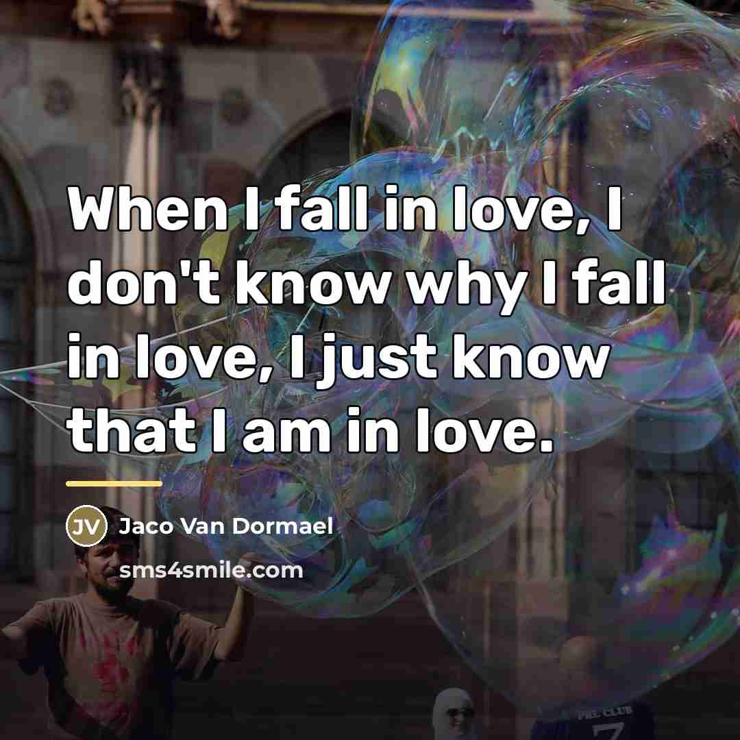 “When I fall in love, I don't know why I…” quote by Jaco Van Dormael