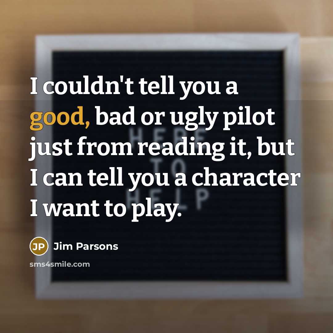 “I couldn't tell you a good, bad or ugly pilot…” quote by Jim Parsons