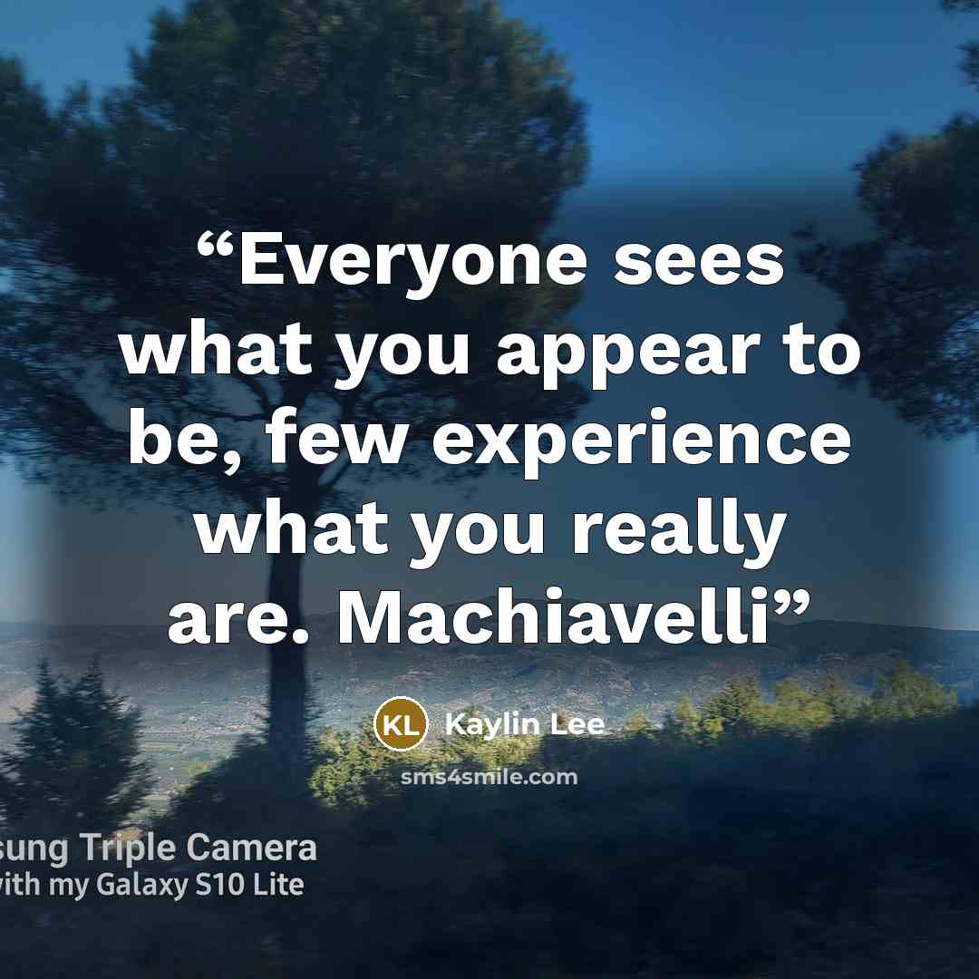 “Everyone sees what you appear to be, few experience what you really are. Machiavelli” quote by Kaylin Lee