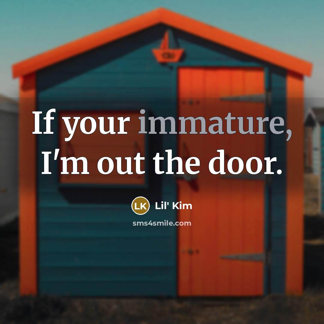 “If your immature, I'm out the door.” quote by Lil' Kim