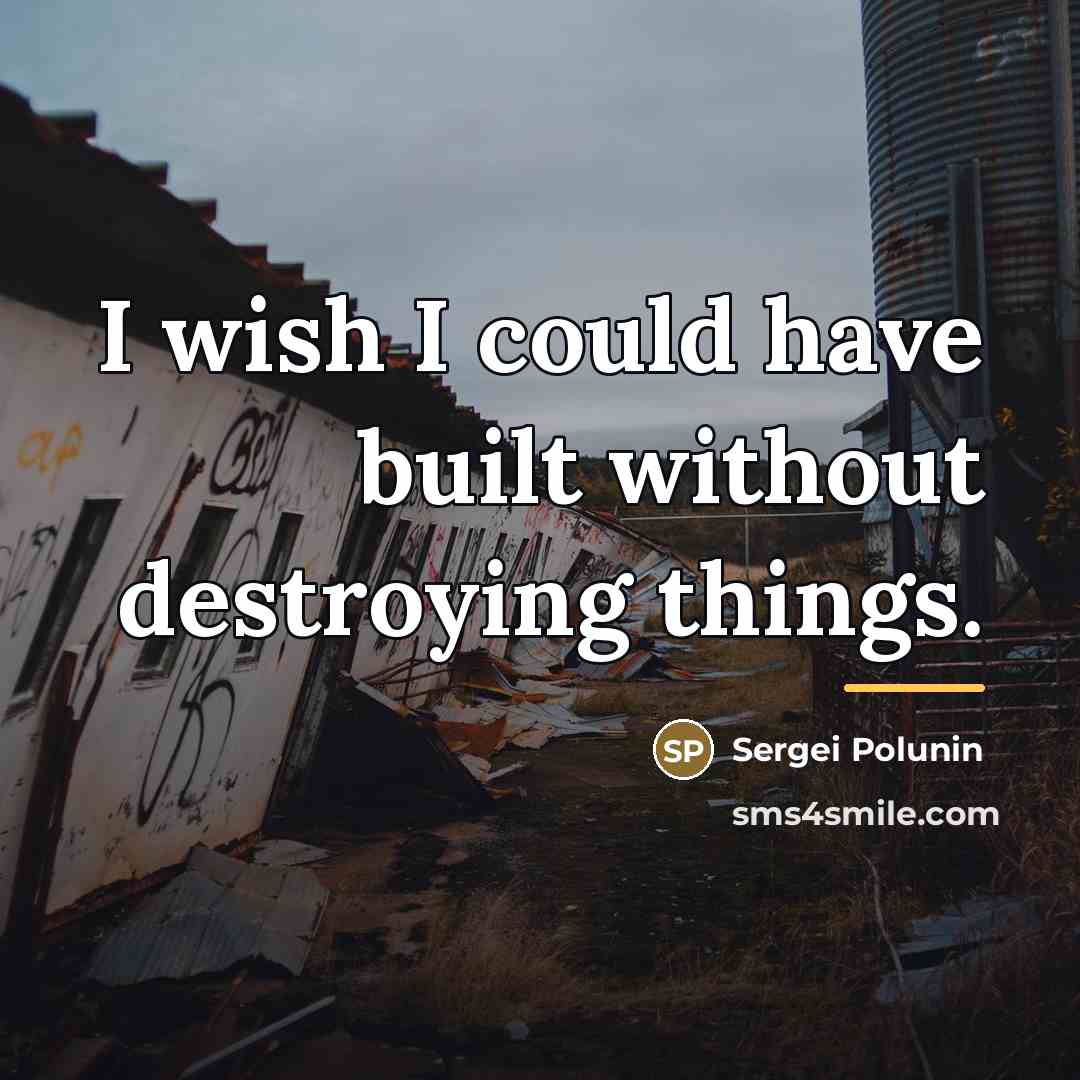 “I wish I could have built without destroying things.…” quote by Sergei Polunin