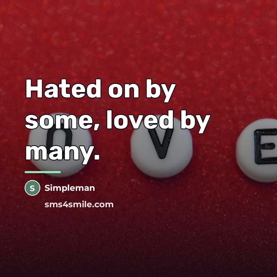 “Hated on by some, loved by many.…” quote by Simpleman