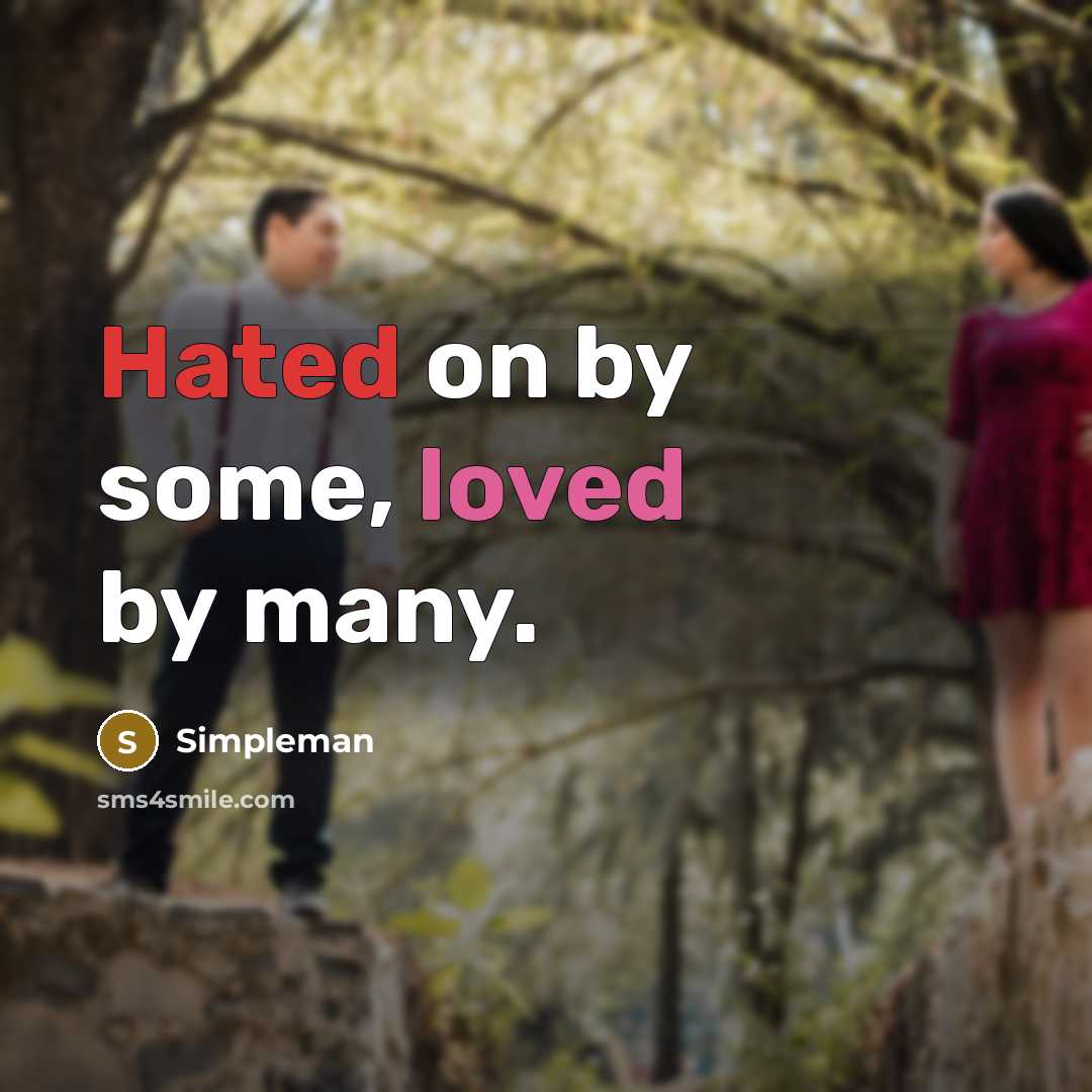 “Hated on by some, loved by many.” quote by Simpleman