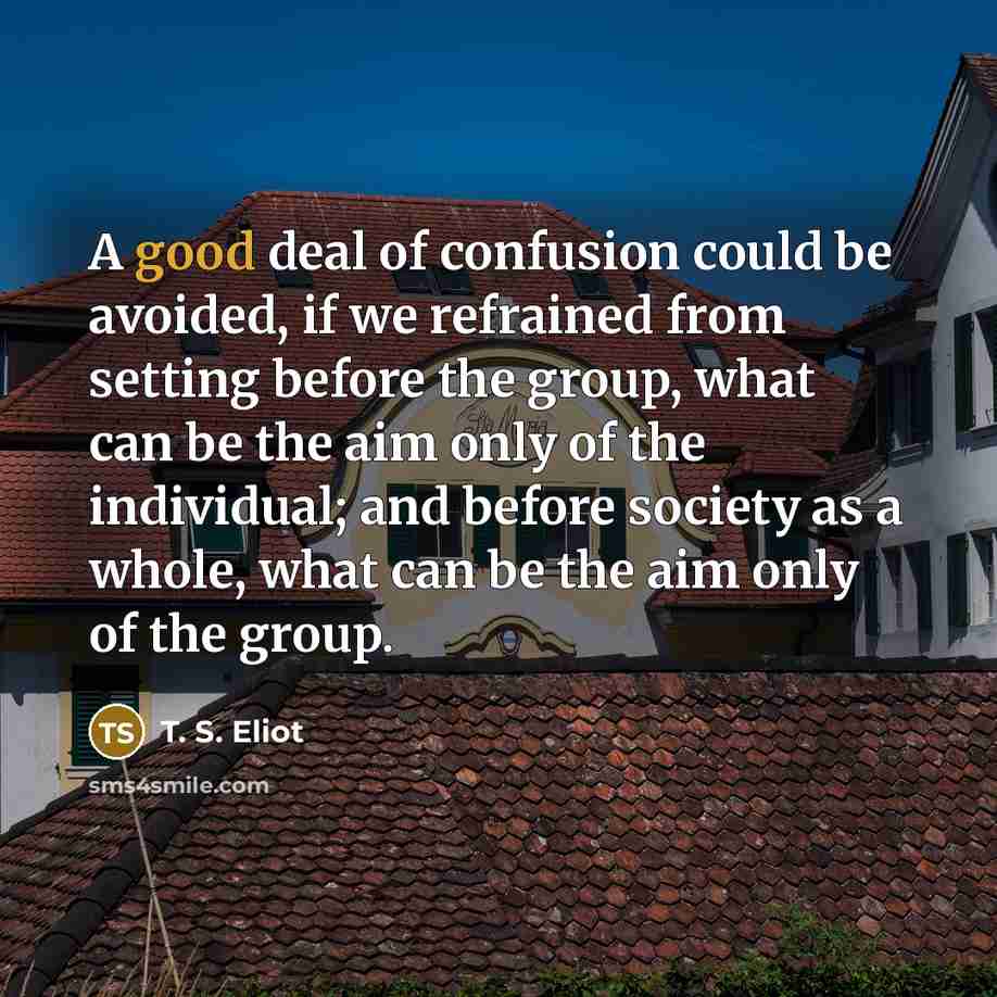“A good deal of confusion could be avoided, if we…” quote by T. S. Eliot