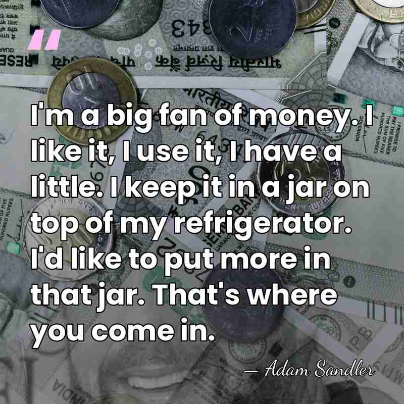 I'm a big fan of money. I like it, I use it,&hellip; - Adam Sandler