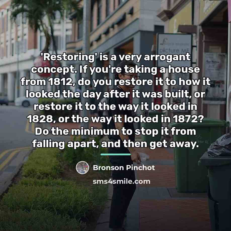 “'Restoring' is a very arrogant concept. If you're taking a…” quote by Bronson Pinchot