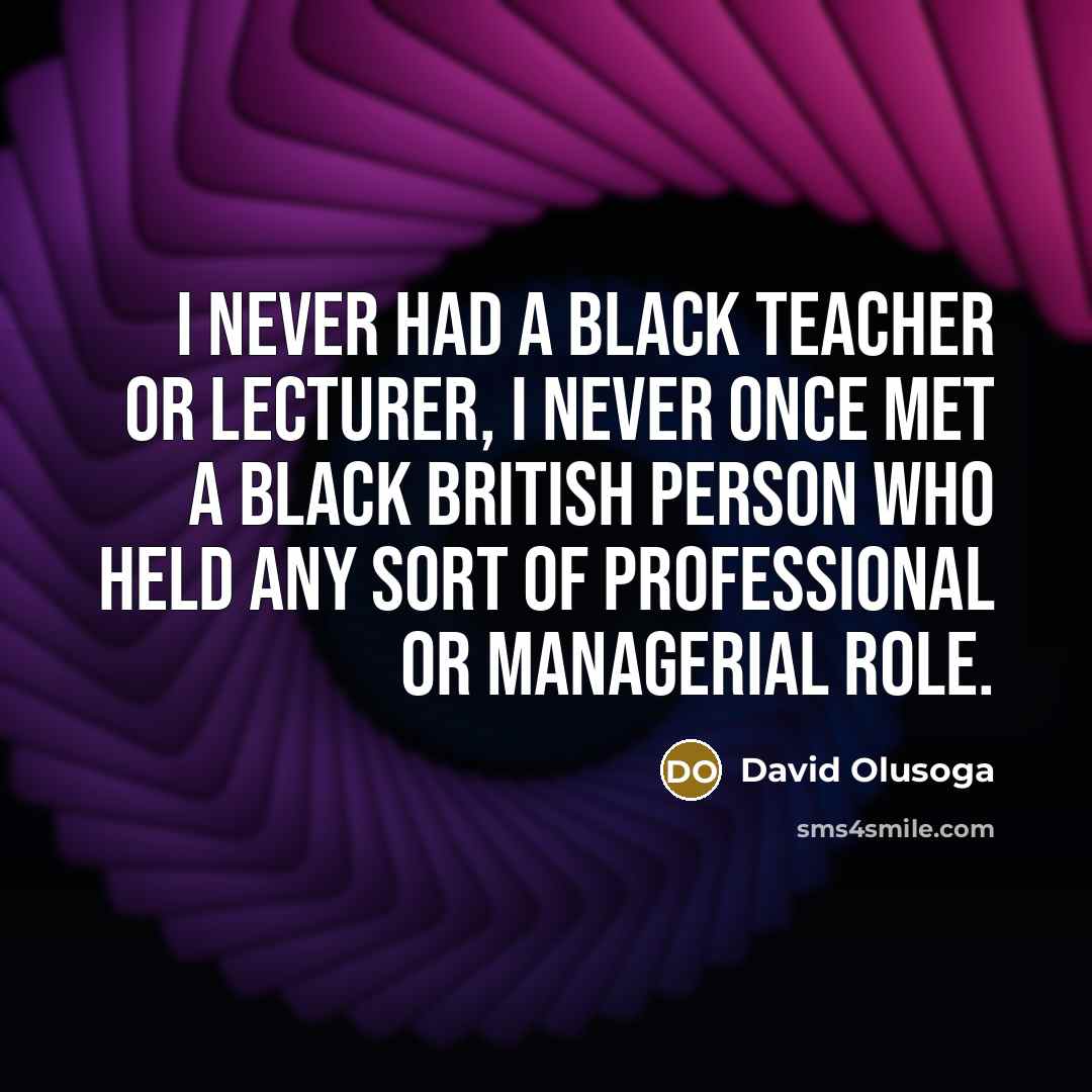 “I never had a black teacher or lecturer, I never…” quote by David Olusoga