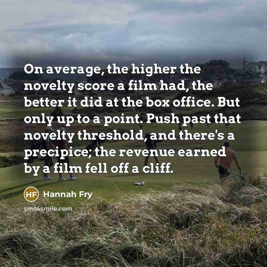 “On average, the higher the novelty score a film had,…” quote by Hannah Fry