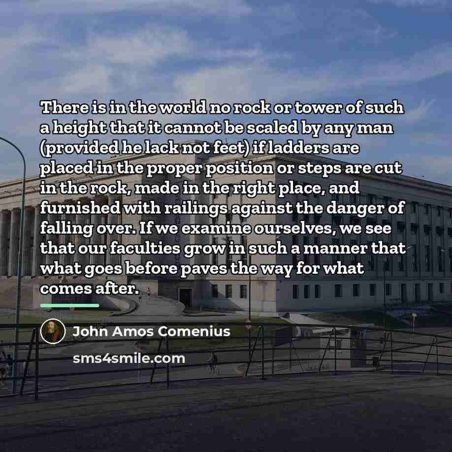 “There is in the world no rock or tower of…” quote by John Amos Comenius