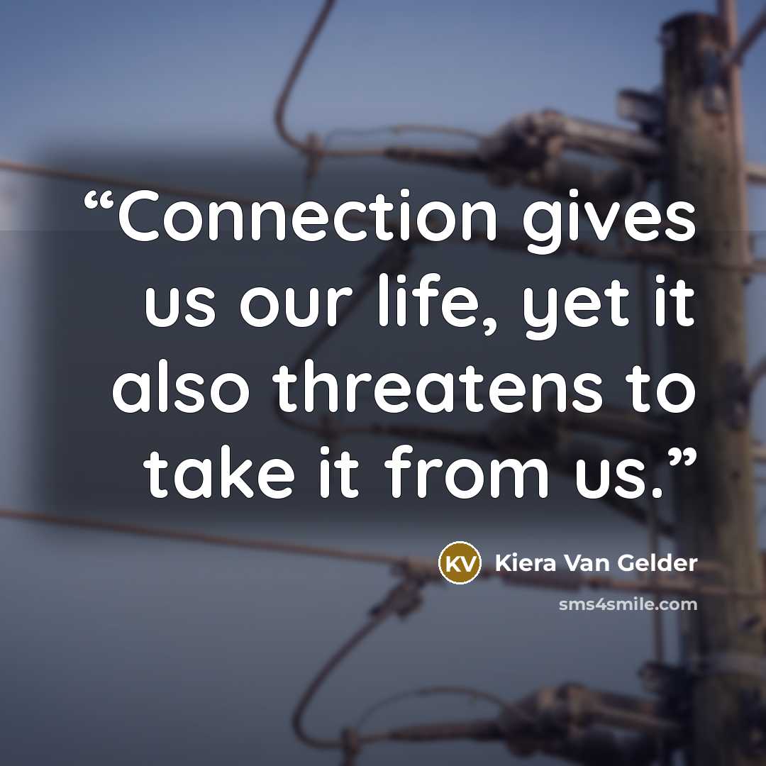 “Connection gives us our life, yet it also threatens to take it from us.” quote by Kiera Van Gelder