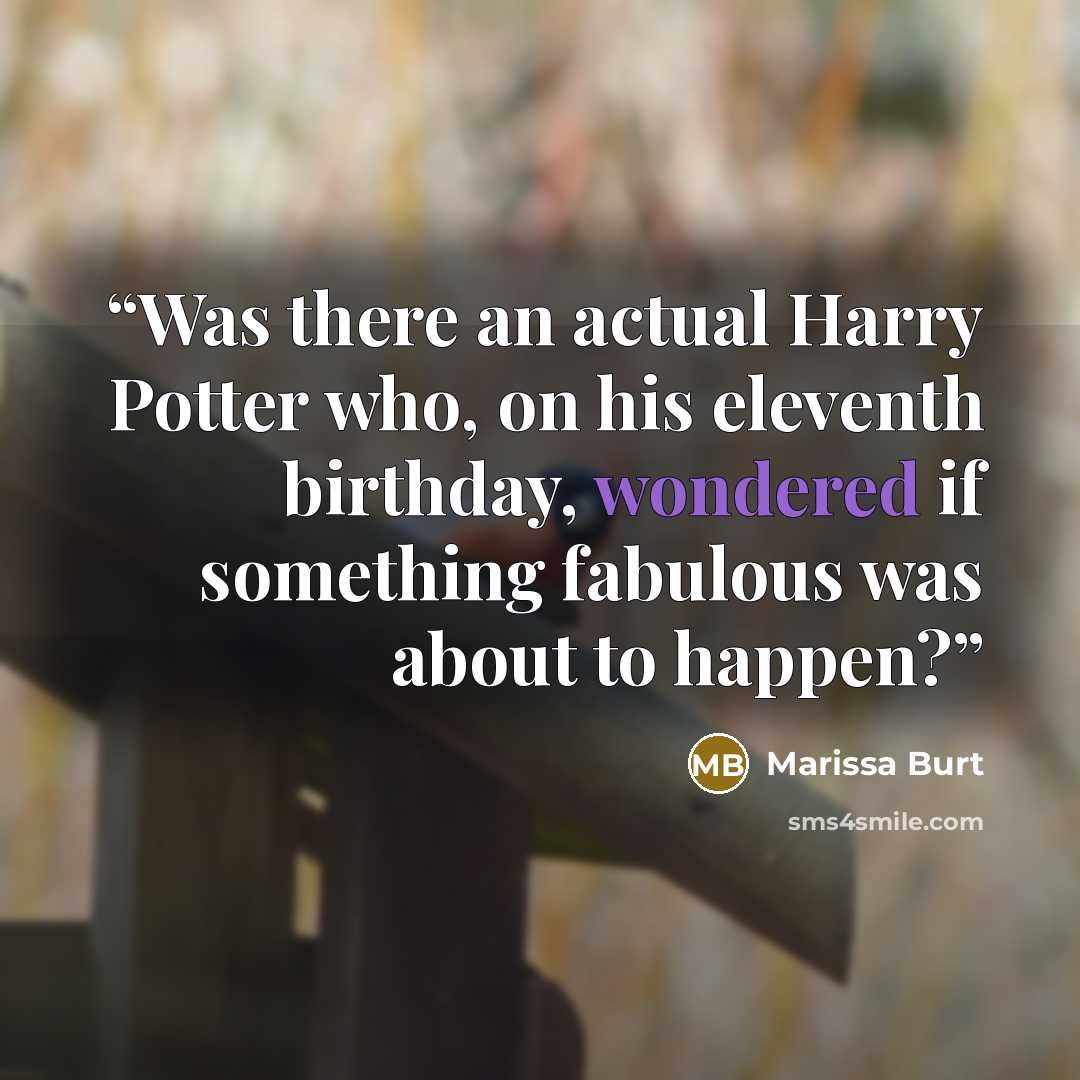“Was there an actual Harry Potter who, on his eleventh birthday, wondered if something fabulous was about to happen?” quote by Marissa Burt