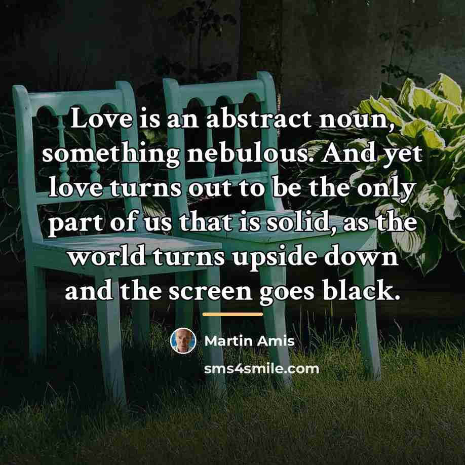 “Love is an abstract noun, something nebulous. And yet love…” quote by Martin Amis