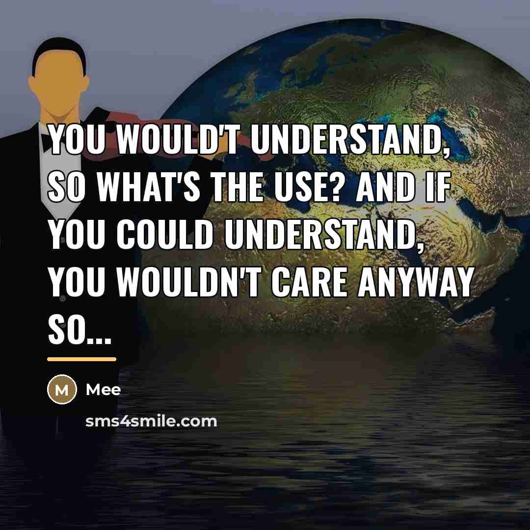 “You would't understand, so what's the use? and if you…” quote by Mee