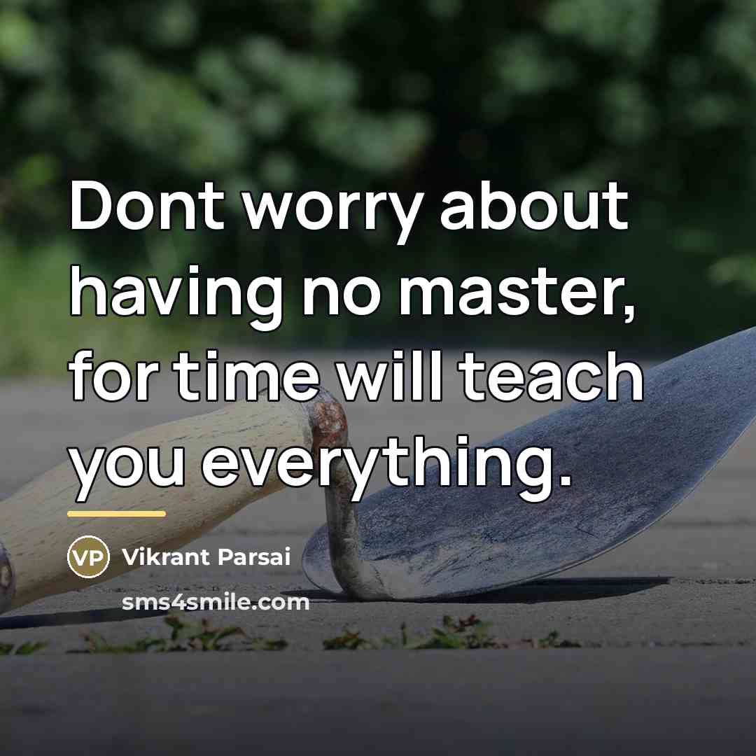 “Dont worry about having no master, for time will teach…” quote by Vikrant Parsai