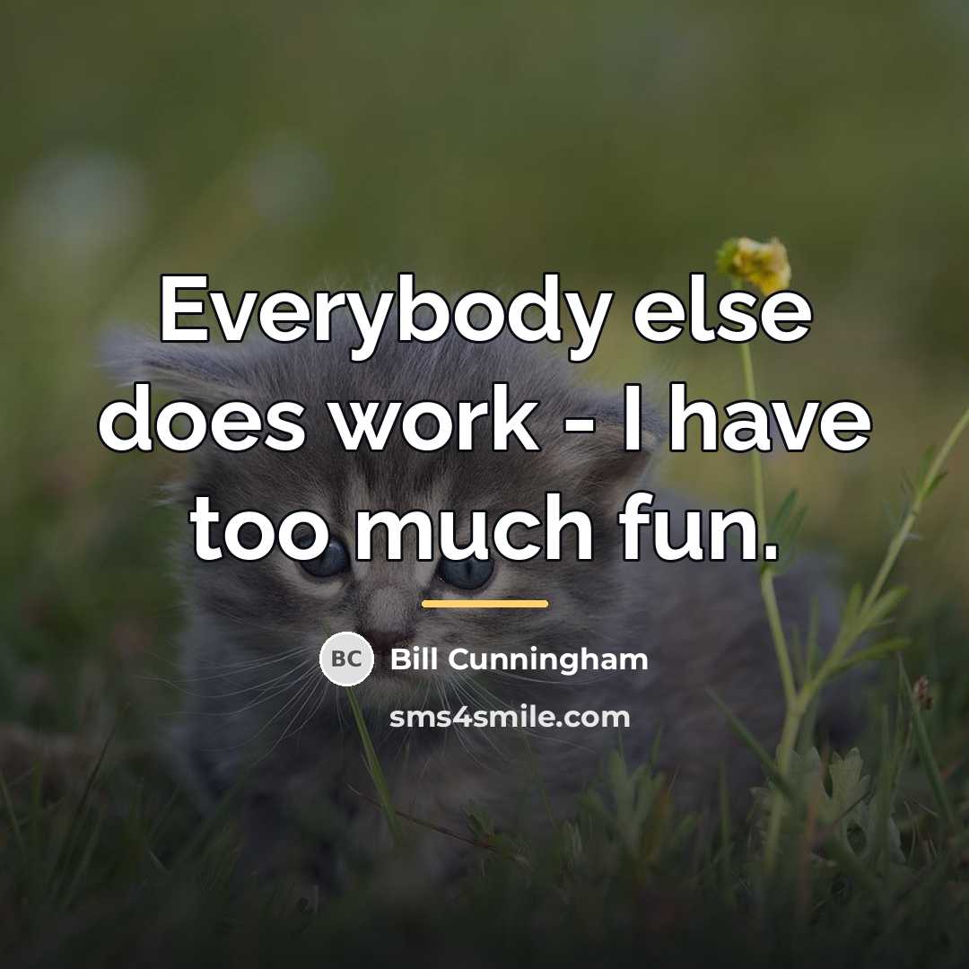 “Everybody else does work - I have too much fun.…” quote by Bill Cunningham